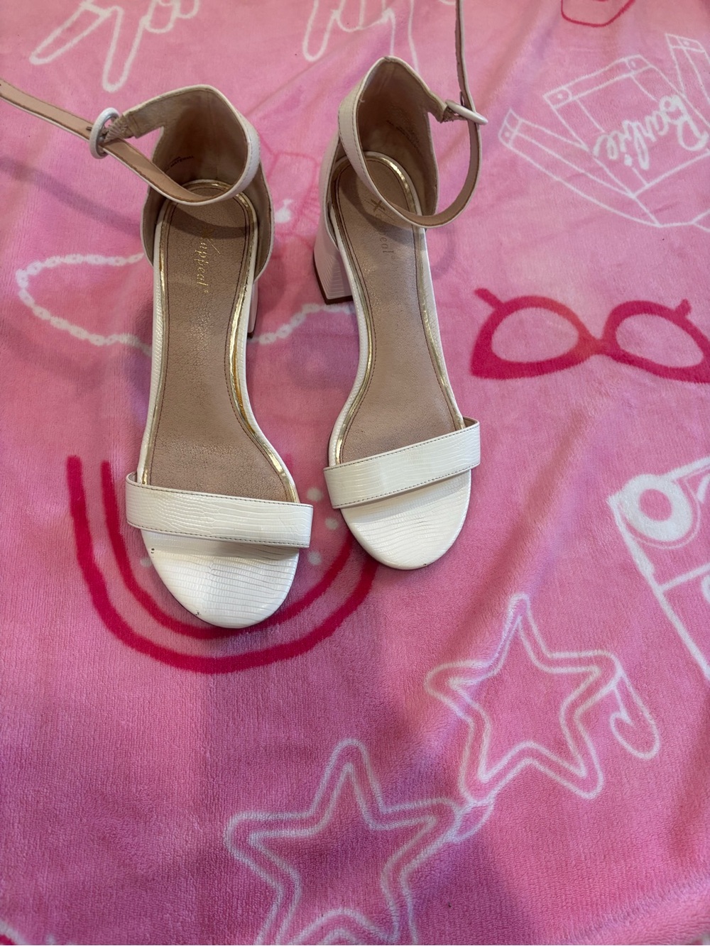 Classic Ankle-Strap Block Heel Sandals - White